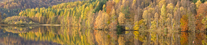 loch faskally, pitlochry, scotland, image, photograph, panoramic image, reflections, reflection, calm, photo