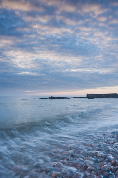 dawn, steely, auchmithie, angus, scotland, harbour, harbour wall, mother nature, cold light, photo