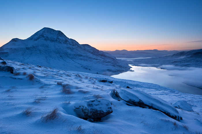 cul beag, dawn, inverpolly, nature reserve, snow, wonderful, winter landscape, cold, photo