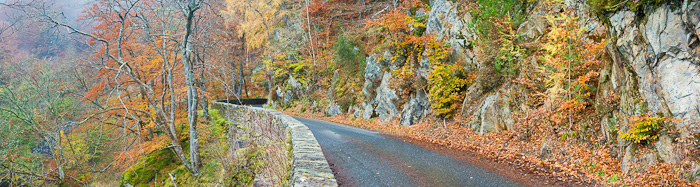autumn, road, glen, lyon, glen lyon, gorge, wooded, panorama, perthshire, scotland, photo