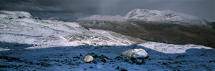 panorama, snow, mountains, slioch, ross, cromarty, scottish highland, mountain, scotland, photo